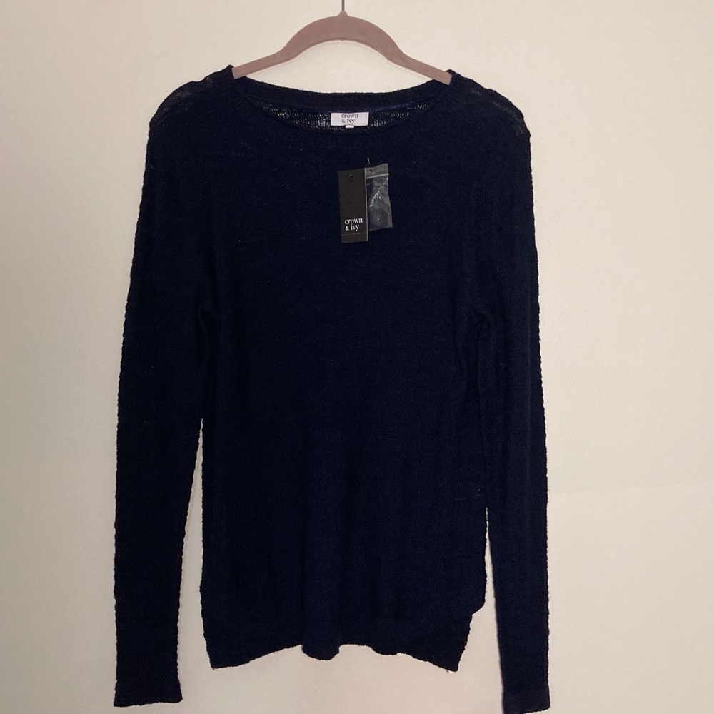NWT Crown & Ivy Navy Blue Sweater |‎ Size XS | Cotton & Nylon | Resort